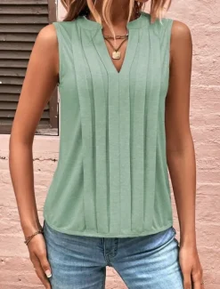 Outlet Women's Camisole Tank Top Solid Color Daily Casual Sleeveless V Neck Regular Tops Daily Purple Green Apricot Gray Summer Spring Women Tank Tops & Camis