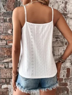 Best Women's Camisole Tank Top White Yellow Pink Plain Lace Cut Out Street Daily Fashion Spag Regular Fit S Women Tank Tops & Camis