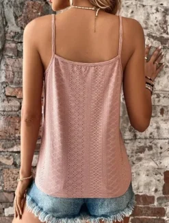 Best Women's Camisole Tank Top White Yellow Pink Plain Lace Cut Out Street Daily Fashion Spag Regular Fit S Women Tank Tops & Camis