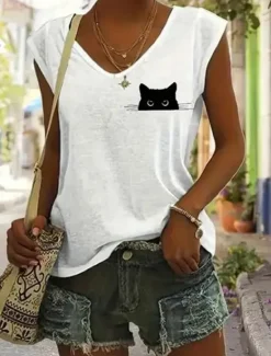 Discount Women's Camisole Tank Top Graphic Animal Stylish Casual Sleeveless V Neck Regular Tops Daily Print White Pink Blue Green Summer Spring Women Tank Tops & Camis