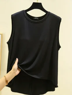 Outlet Women's Camisole Tank Top Solid Color Daily Casual Sleeveless Crew Neck Regular Tops Daily Black Pink Purple Green Khaki Summer Spring Women Tank Tops & Camis