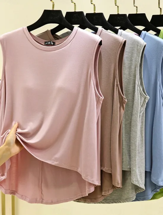 Outlet Women's Camisole Tank Top Solid Color Daily Casual Sleeveless Crew Neck Regular Tops Daily Black Pink Purple Green Khaki Summer Spring Women Tank Tops & Camis
