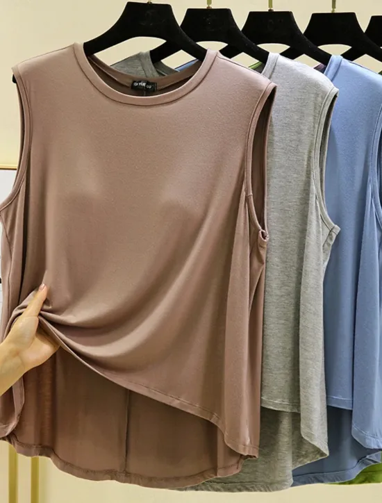 Outlet Women's Camisole Tank Top Solid Color Daily Casual Sleeveless Crew Neck Regular Tops Daily Black Pink Purple Green Khaki Summer Spring Women Tank Tops & Camis