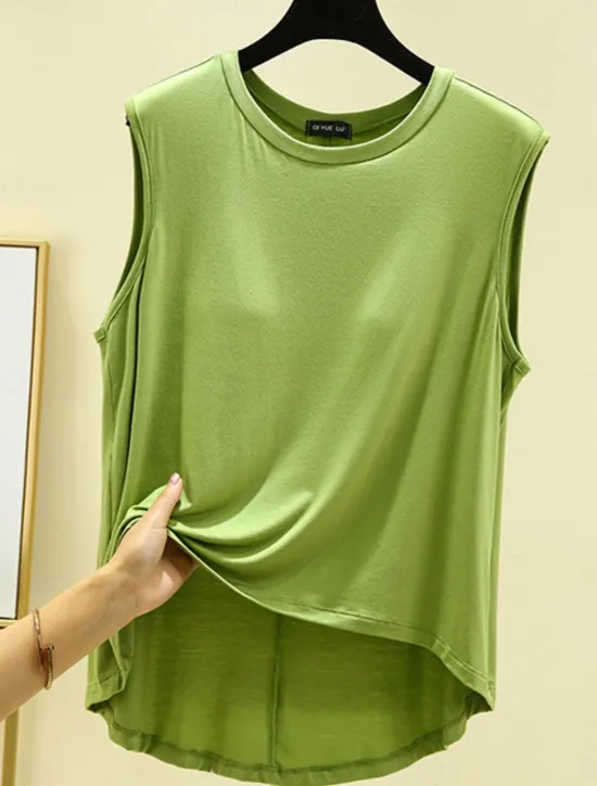 Outlet Women's Camisole Tank Top Solid Color Daily Casual Sleeveless Crew Neck Regular Tops Daily Black Pink Purple Green Khaki Summer Spring Women Tank Tops & Camis