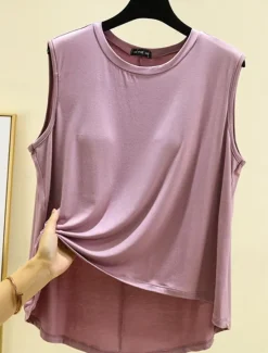Outlet Women's Camisole Tank Top Solid Color Daily Casual Sleeveless Crew Neck Regular Tops Daily Black Pink Purple Green Khaki Summer Spring Women Tank Tops & Camis