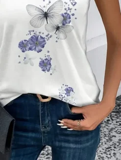 New Women's Camisole Tank Top Casual Floral Butterfly Print Sleeveless Sleeveless Regular Tops Notched Neck Daily Summer Women Tank Tops & Camis