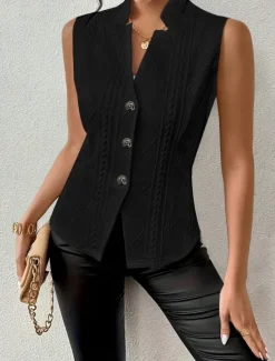 Outlet Women's Camisole Tank Top Solid Color Elegant Daily Stylish Sleeveless V Neck Regular Tops Daily Holiday Buttons Black White Khaki Gray Summer Women Tank Tops & Camis