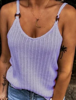 Discount Women's Camisole Tank Top Camisole Going Out Tops Casual Sleeveless Regular Tops V Neck Holiday Weekend Black White Pink Wine Women Tank Tops & Camis