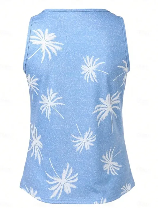 Online Women's Camisole Tank Top Floral Casual Sleeveless Notched Neck Regular Tops Daily Buttons Print Summer Women Tank Tops & Camis