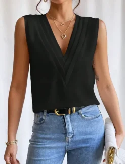 Online Women's Camisole Tank Top Solid Color Daily Casual Sleeveless V Neck Regular Tops Daily Black White Orange Green Apricot Summer Women Tank Tops & Camis