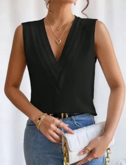 Online Women's Camisole Tank Top Solid Color Daily Casual Sleeveless V Neck Regular Tops Daily Black White Orange Green Apricot Summer Women Tank Tops & Camis