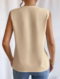 Online Women's Camisole Tank Top Solid Color Daily Casual Sleeveless V Neck Regular Tops Daily Black White Orange Green Apricot Summer Women Tank Tops & Camis