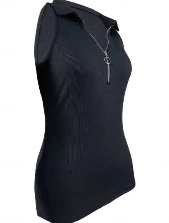 Clearance Women's Camisole Tank Top Solid Color Modern Casual Sleeveless Shirt Collar Regular Tops Daily Zipper Black Wine Blue Brown Green Summer Women Tank Tops & Camis