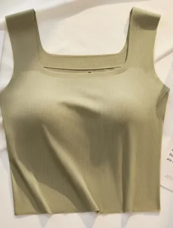 Online Women's Camisole Tank Top Basic Sleeveless Regular Tops Square Neck Black White Blue Green Beige Summer Women Tank Tops & Camis
