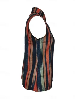 Discount Women's Camisole Tank Top Striped Daily Casual Sleeveless V Neck Regular Tops Daily Buttons Print Yellow Red Blue Summer Spring Women Tank Tops & Camis