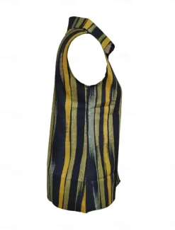 Discount Women's Camisole Tank Top Striped Daily Casual Sleeveless V Neck Regular Tops Daily Buttons Print Yellow Red Blue Summer Spring Women Tank Tops & Camis