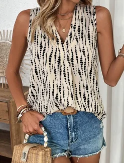 Outlet Women's Camisole Tank TopGraphic Polka Dot Stylish Casual Sleeveless V Neck Regular Tops Daily Print Pink Green Beige Summer Women Tank Tops & Camis