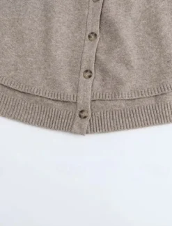 Sale Women's Cape Fashion Casual Soft Pure Color Ribbed Crew Neck Buttons Knitted Long Sleeve Regular Tops Knit Outdoor Daily Weekend Black White Fall Winter Women Shrugs & Capes