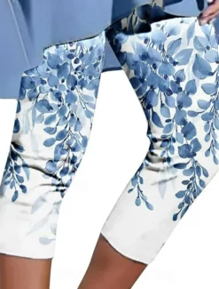 Sale Women's Capri Pants Leggings Vacation Vintage Fashion Capris High Waist Graphic Leaf Gradient Printing Soft Breathable Stretchy Outdoor Vacation Street Gray Green Violet Light Blue Coffee Summer Women Leggings