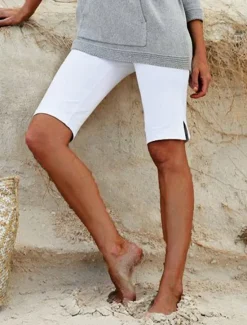 Clearance Women's Capri shorts Burmuda Shorts Cropped Pants Fashion Casual Comfort Knee Length Mid Waist Plain Split Tummy Control Butt Lift Comfort Stretchy Vacation Street Beach Black White Slim Women Leggings