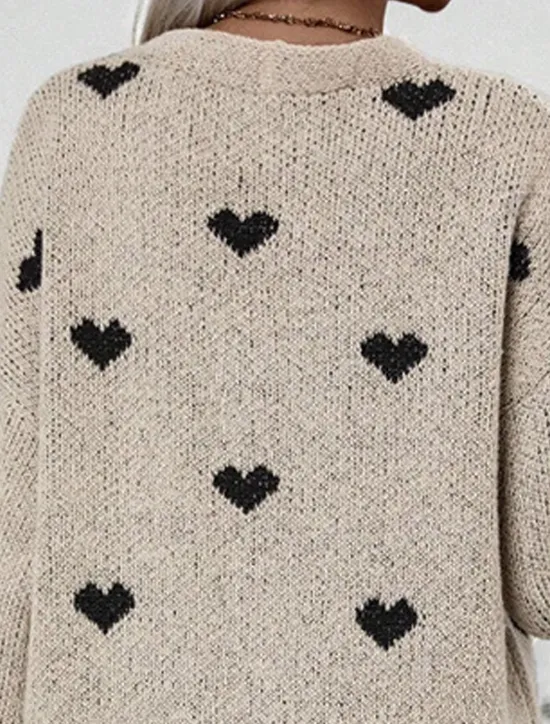 Clearance Women's Cardigan Cable Knit Sweater Streetwear Daily Work Heart Ribbed Chunky Open Front Knitted Drop Shoulder Long Sleeve Long Tops Knit Home Party Daily Fall Winter Women Cardigans & Outerwears