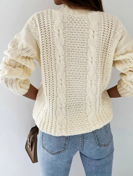 Discount Women's Cardigan Elegant Casual Solid Color Cable V Neck Buttons Long Sleeve Regular Tops Knit Daily White Yellow Spring Fall Women Cardigans & Outerwears