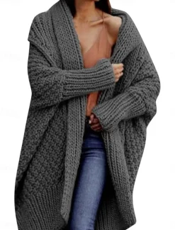Hot Women's Cardigan Fashion Casual Soft Solid Color Chunky Open Front Knitted Long Sleeve Long Tops Knit Outdoor Daily Going out Pink Camel Fall Winter Women Cardigans & Outerwears