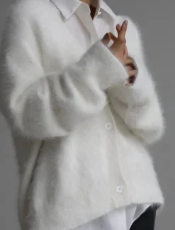 Hot Women's Cardigan Fashion Daily Solid Color Fuzzy V Neck Open Front Knitted Long Sleeve Regular Tops Knit Work White Red Fall Winter Women Cardigans & Outerwears