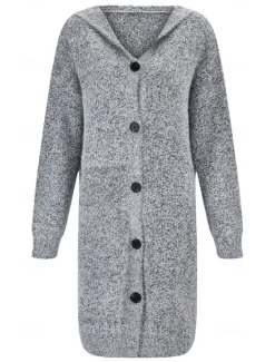 Women's Cardigan Fashion Streetwear Daily Solid Color Open Front Knitted Textured Long Sleeve Long Tops Knit Work Weekend Fall Winter Women Cardigans & Outerwears