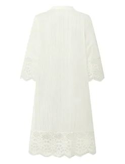 Sale Women's Cardigan Lace Solid Color Basic Casual Lace Long Sleeve Loose Sweater Cardigans Open Front Spring Summer White Black / Holiday Women Cover Up