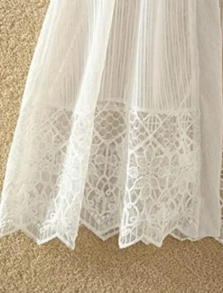 Sale Women's Cardigan Lace Solid Color Basic Casual Lace Long Sleeve Loose Sweater Cardigans Open Front Spring Summer White Black / Holiday Women Cover Up