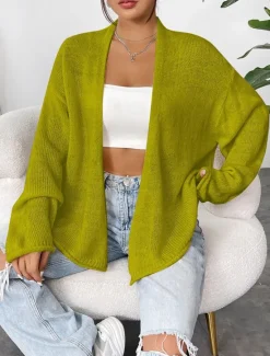 Clearance Women's Cardigan Streetwear Daily Casual Solid Color Open Front Knitted Long Sleeve Long Tops Knit Home Work Brown Fall Winter Women Cardigans & Outerwears