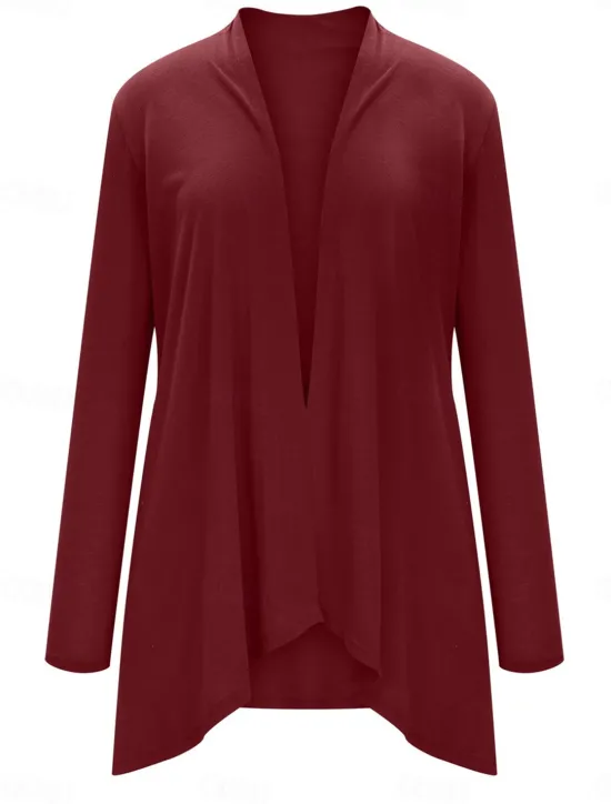 Best Women's Cardigan Sweater Cardigan Stylish Casual Soft Solid Color Ribbed Open Front Pocket Long Sleeve Long Tops Knit Outdoor Daily Weekend Black White Summer Fall Women Cardigans & Outerwears