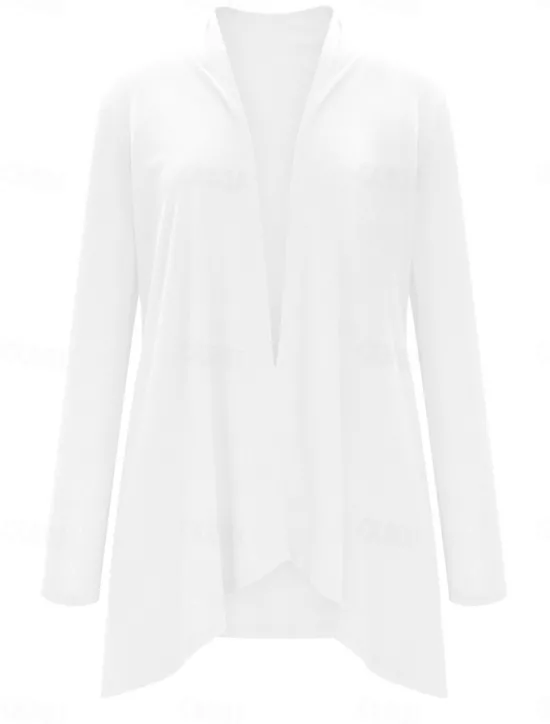 Best Women's Cardigan Sweater Cardigan Stylish Casual Soft Solid Color Ribbed Open Front Pocket Long Sleeve Long Tops Knit Outdoor Daily Weekend Black White Summer Fall Women Cardigans & Outerwears