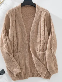 Women's Cardigan Sweater Jacket Fashion Streetwear Soft Solid Color Open Front Buttons Knitted Long Sleeve Regular Tops Knit Work Camel Purple Fall Winter Women Cardigans & Outerwears