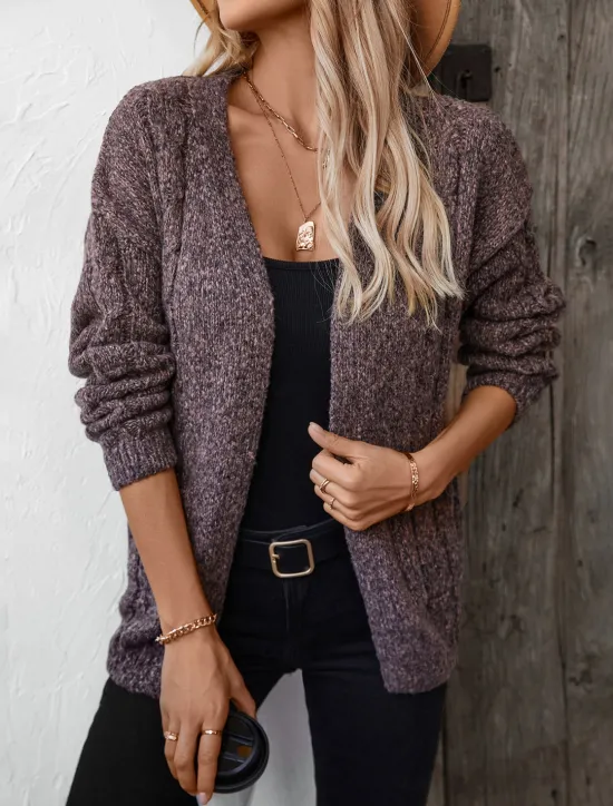 Women's Cardigan Sweater Jacket Fashion Streetwear Soft Solid Color Open Front Buttons Knitted Long Sleeve Regular Tops Knit Work Camel Purple Fall Winter Women Cardigans & Outerwears