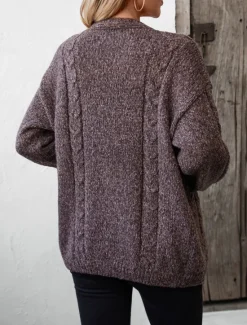 Women's Cardigan Sweater Jacket Fashion Streetwear Soft Solid Color Open Front Buttons Knitted Long Sleeve Regular Tops Knit Work Camel Purple Fall Winter Women Cardigans & Outerwears