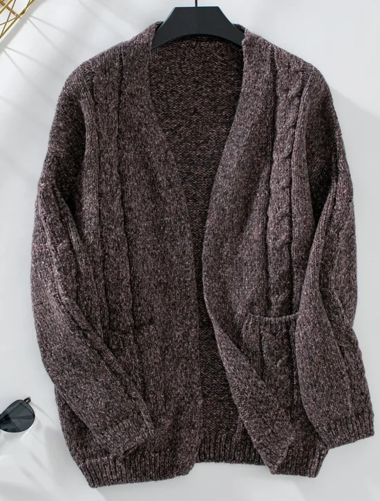 Women's Cardigan Sweater Jacket Fashion Streetwear Soft Solid Color Open Front Buttons Knitted Long Sleeve Regular Tops Knit Work Camel Purple Fall Winter Women Cardigans & Outerwears