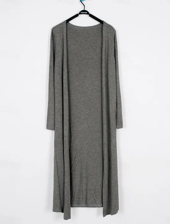 Discount Women's Cardigan Sweater Stylish Casual Soft Solid Color Ribbed Open Front Oversized Long Sleeve Long Tops Knit Daily Going out Weekend Black White Summer Fall Women Cardigans & Outerwears