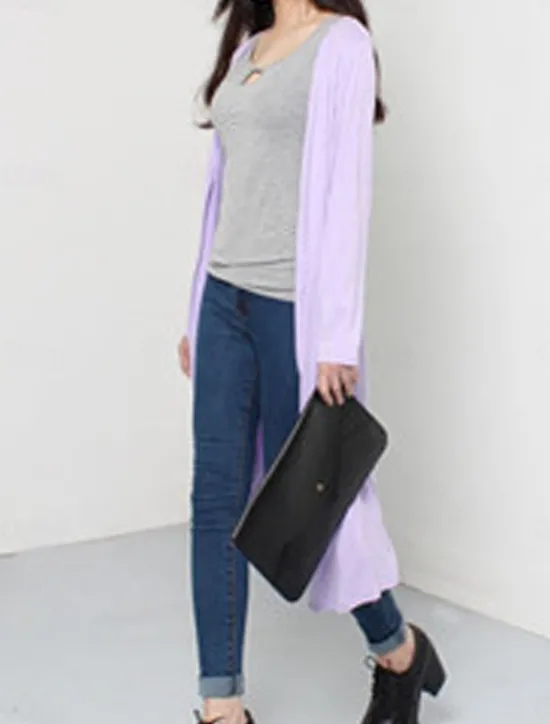 Discount Women's Cardigan Sweater Stylish Casual Soft Solid Color Ribbed Open Front Oversized Long Sleeve Long Tops Knit Daily Going out Weekend Black White Summer Fall Women Cardigans & Outerwears