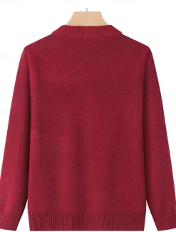 Best Women's Cardigan Sweater Stylish Casual Soft Floral Ribbed Crew Neck Buttons Pocket Long Sleeve Knit Outdoor Holiday Going out claret Grass Green Fall Winter Women Cardigans & Outerwears