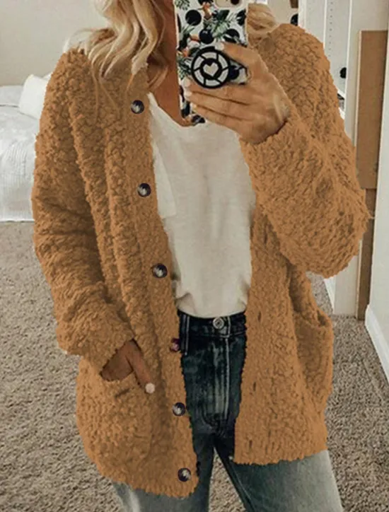 Sale Women's Cardigan Sweater Stylish Casual Soft Solid Color Maillard Ribbed Cowl Pocket Long Sleeve Knit Home Daily Holiday Black White Fall Winter Women Cardigans & Outerwears