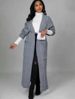 Clearance Women's Cardigan Sweater Sexy Solid Color Chunky V Neck Knitted Drop Shoulder Long Sleeve Tunic Knit Home Daily Red Brown Black Fall Winter Women Cardigans & Outerwears