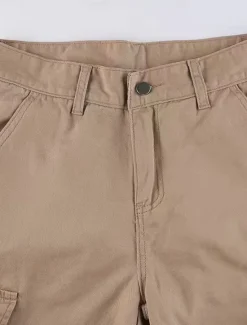 Outlet Women's Cargo Pants Full Length Solid Color Dark-Gray Green Khaki Spring & Fall Women Pants