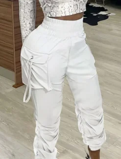 Outlet Women's Cargo Pants Joggers Pants Pink Fall Winter Trousers Full Length Cotton Micro-elastic High Waist Fashion Streetwear Street Daily Black White S M Women Pants