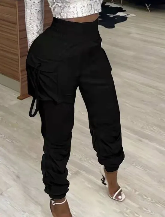 Outlet Women's Cargo Pants Joggers Pants Pink Fall Winter Trousers Full Length Cotton Micro-elastic High Waist Fashion Streetwear Street Daily Black White S M Women Pants