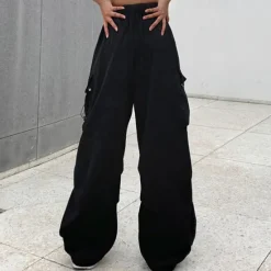 Sale Women's Cargo parachute pants Wide Leg Trousers Baggy Full Length Baggy Micro-elastic High Waist Fashion Casual Daily ArmyGreen Black S M Spring & Fall Women Pants
