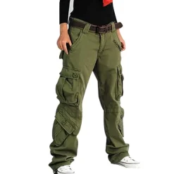 Hot Women's Cargo parachute pants Trousers Trousers Full Length 100% Cotton Pocket Baggy Micro-elastic High Waist Athleisure Casual Daily Gray Green ArmyGreen S M Women Pants