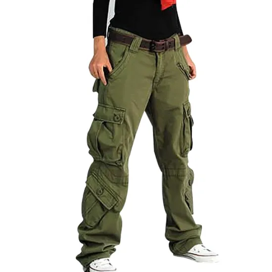 Hot Women's Cargo parachute pants Trousers Trousers Full Length 100% Cotton Pocket Baggy Micro-elastic High Waist Athleisure Casual Daily Gray Green ArmyGreen S M Women Pants
