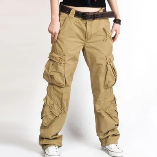 Hot Women's Cargo parachute pants Trousers Trousers Full Length 100% Cotton Pocket Baggy Micro-elastic High Waist Athleisure Casual Daily Gray Green ArmyGreen S M Women Pants